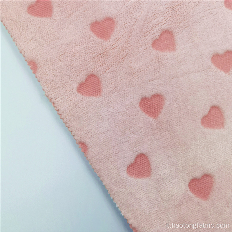 Elegante tessuto in flanella lavorata a maglia in poliestere con fiori rosa tagliati