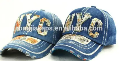 0918157 custom washed distress denim cap hat