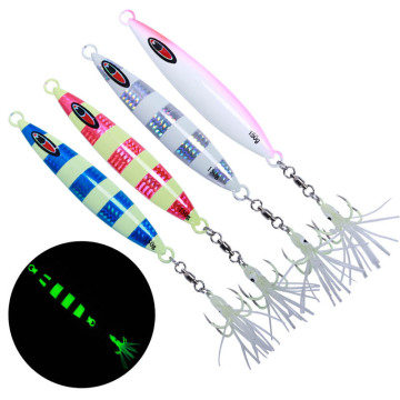 Luminous Metal Jigging Lures for Various Weights - Squid Hooks for Fast and Slow Pitch Jigging