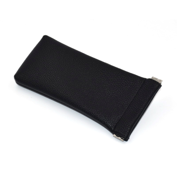 Wholesale Visible Spring Closure Sunglass Pouch Leather Bag Cases