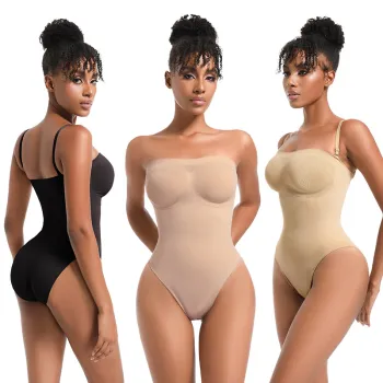 Seamless Tummy Control Strapless Bodysuit with Removable Straps