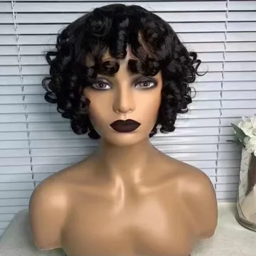Affordable Fumi Pixie Curls Wig: Virgin Human Hair, Machine-Made, and On Sale