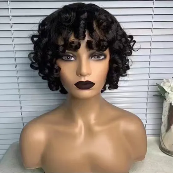 Affordable Fumi Pixie Curls Wig: Virgin Human Hair, Machine-Made, and On Sale