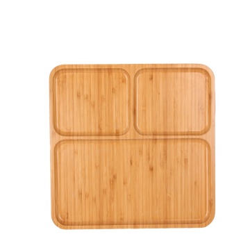 Bamboo Wood Platter 3 Compartments Snack Candy Serving Tray Appetizer Food Customized Party Modern