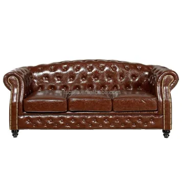 Vintage American Tufted Button Tan Leather Chesterfield Sofa