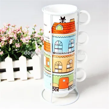 ceramic printed stacking mugs