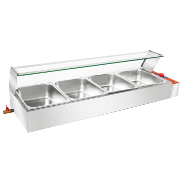 High-Structure Stainless Steel 4-Pan Bain Marie Steam Table Food Warmer with Thermostat Control: Keeping Your Dishes Hot and Ready