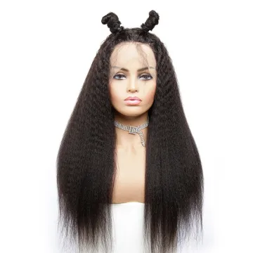Brazilian Human Hair Lace Front Wig,Kinky Straight Virgin Hair Lace Wig For Black Women, Pre-Pluck Lace Wig With Baby Hair