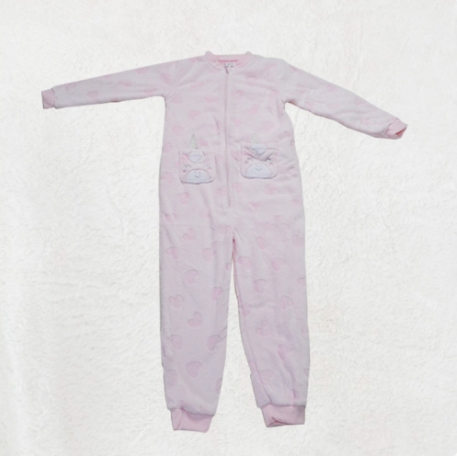 Pink children's all-in-one pajamas