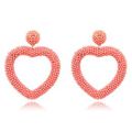 6 couleur déclaration perlée coeur boucles d&#39;oreilles mode bohème à la main tissé graine de verre lunatique goutte boucle d&#39;oreille goujon bijoux