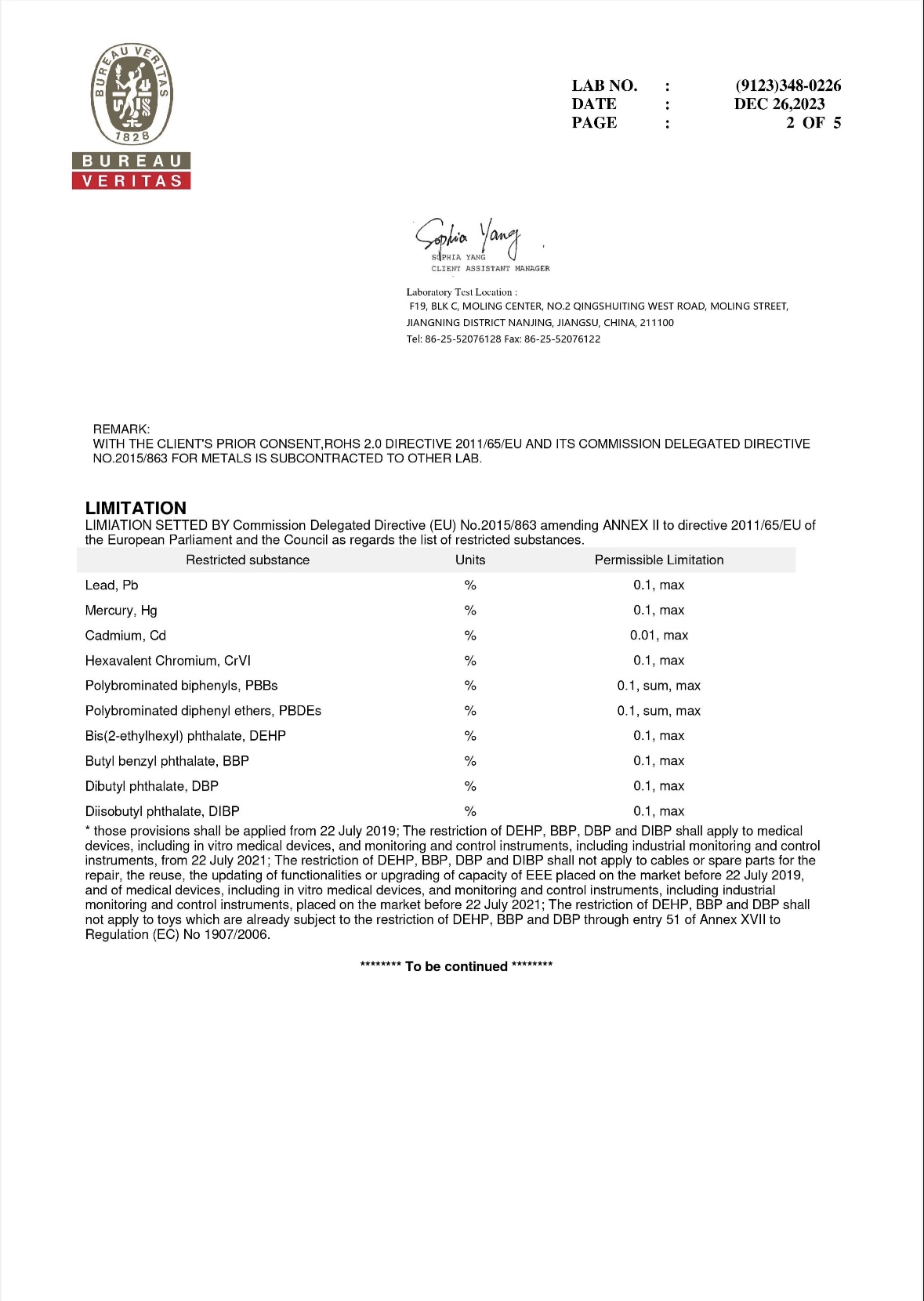 RoHS test report