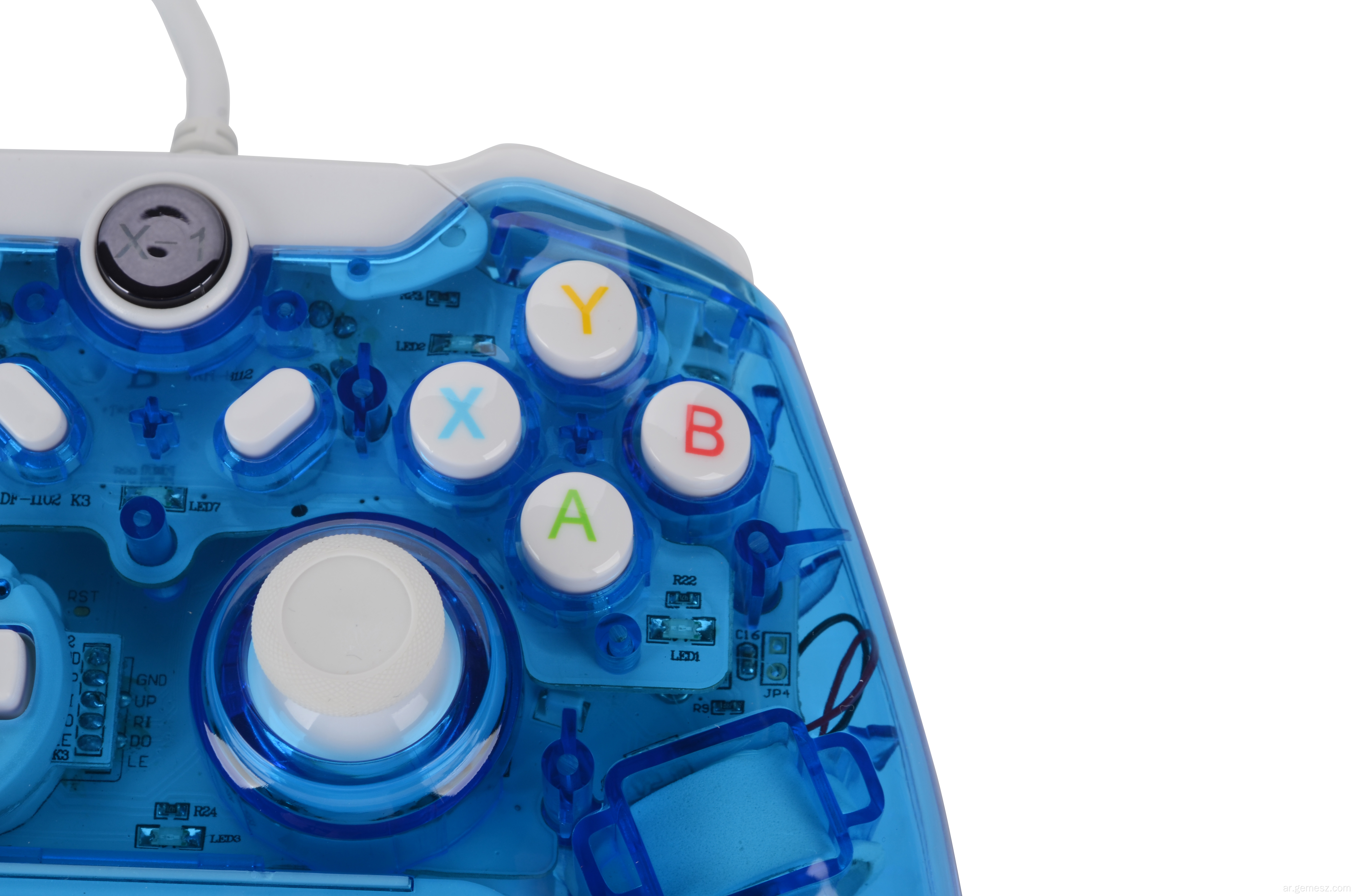 Transparent Blue Controller Wired Joystick for Xbox One