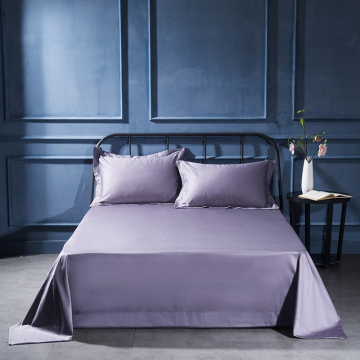 Lilac Purple 3 PCS 100% Egyptian Cotton Solid Flat Sheet Set