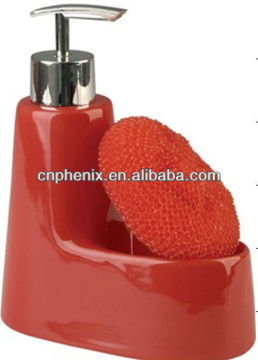 Ceramic bathroom accessory set /Soap dispenser with bath ball holder