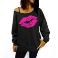 Frauen sexy von der Schulter 80er Outfit Sweatshirt