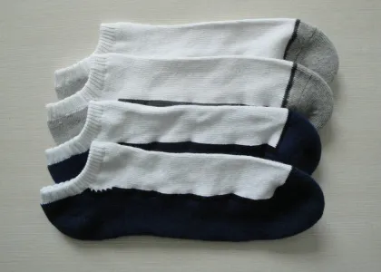 Autumn / Spring Sports Wool Ankle Socks , White / Black Athletic Sox