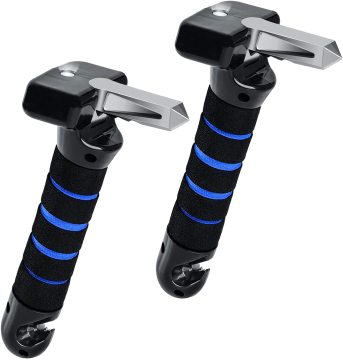 Pemegang Bantuan Kereta Mudah Alih untuk Orang Tua dengan Lampu Lampu LED, Pemotong Seatbelt, dan Pemutus Tingkap