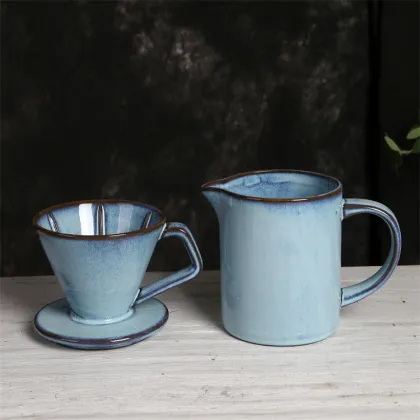 Retro Style Reactive Glaze Ceramic Pour-over Coffee Dripper Set