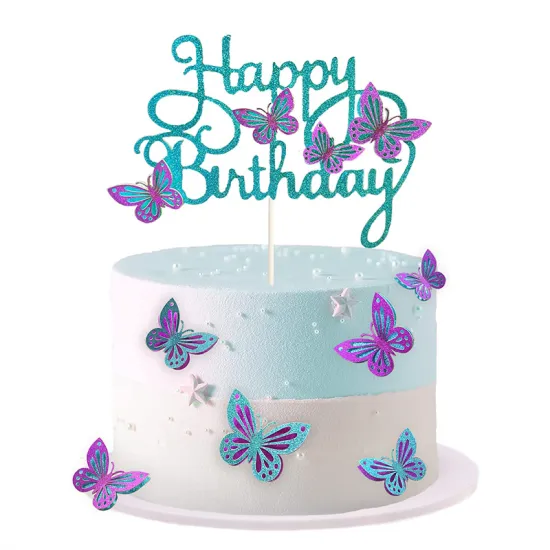 Multi-Color Paper Butterfly Cake Toppers for Dessert, Cake Shop Display, Birthday, Wedding, and Party Decorations - 8 Pieces