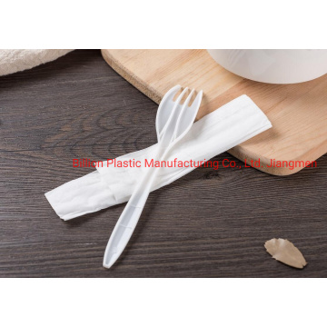 White Color Disposable PP Plastic Fork and Napkin Set