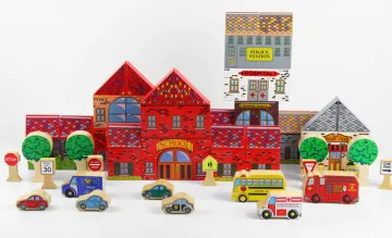 Wooden kids educational DIY Toys Building Block 53pcs Wooden City Building Block