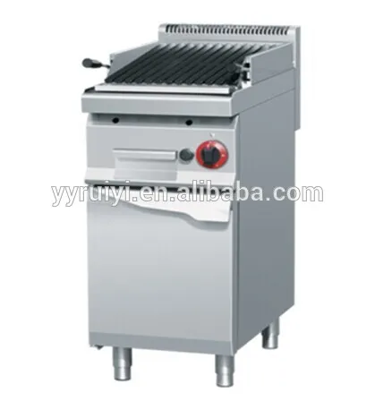 Gas lava rock grill with cabinet