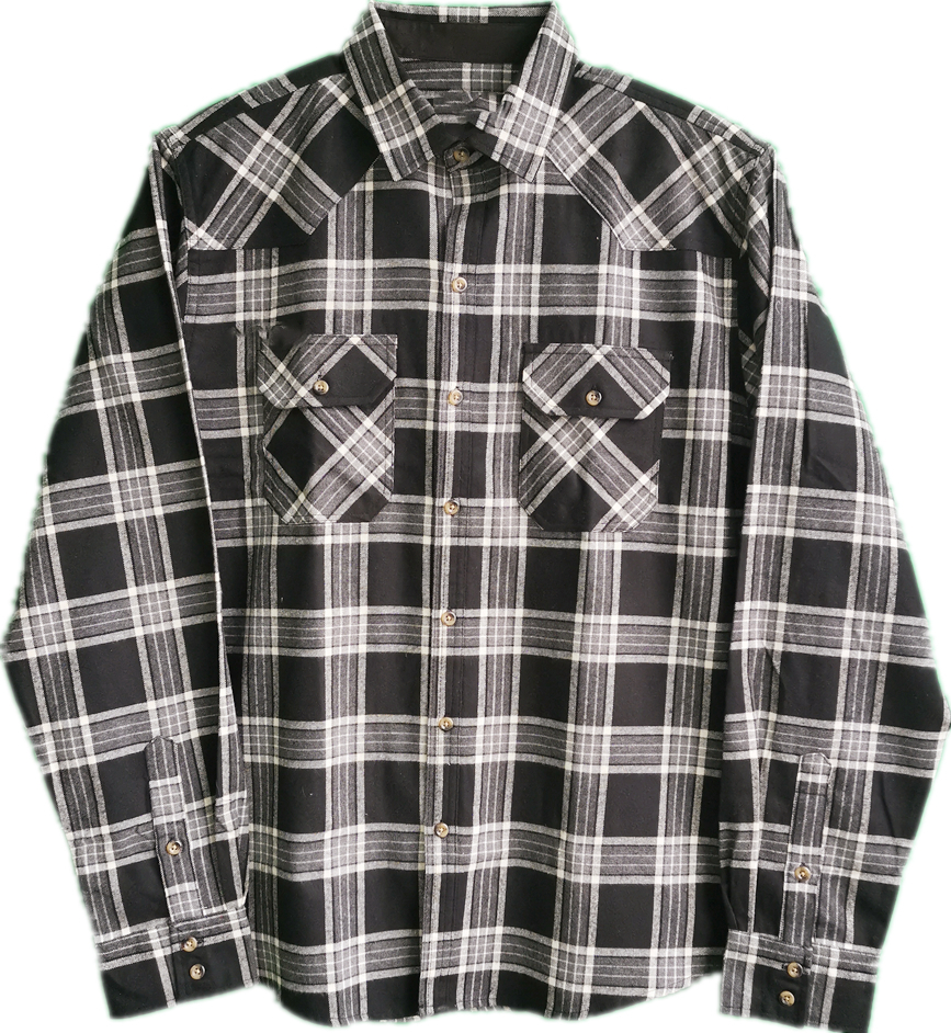 Men Casual Double Pocket Y/D T/C Flannel Shirt