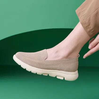 Comfortable Breathable Hotsale Anti-Slip Round Toe Flat Shoes for Middle-Aged and Elderly Women