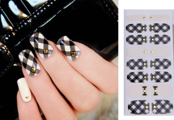 rhombus black with metal 3D Nail decoration 3D Metal Nail sticker 12 pcs 16 pcs nail sticker
