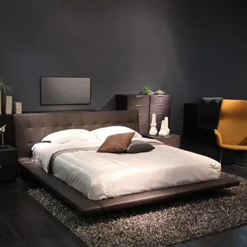 Italian modern leather and fabric bed