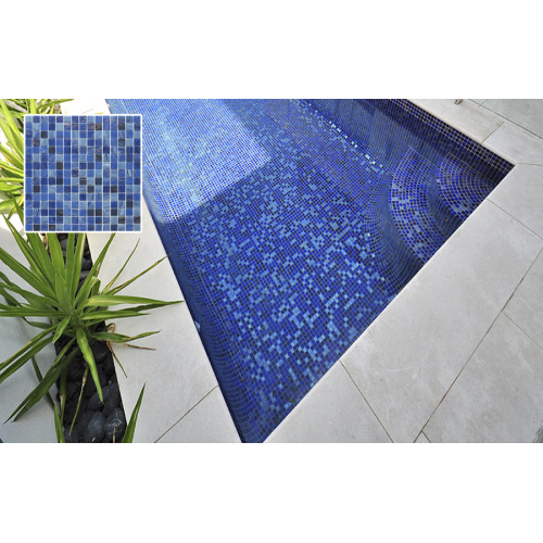 Exterior Mosaic Swimming Pool Glass Blue Tile Decoration