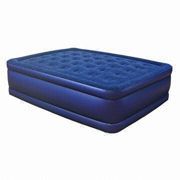 Inflatable Flocked Airbed/3 Layer-coil Bed, 78 x 60 x 22-inch Size
