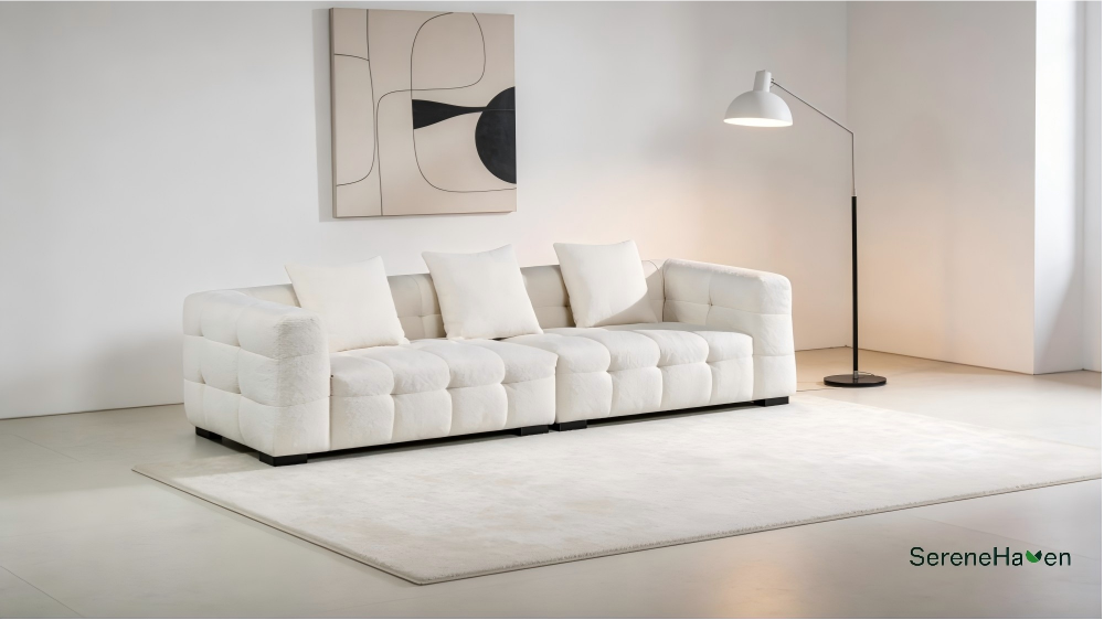 SereneHaven Chenille Plush Modular Sofa Set: Durable pet-friendly sofa with reinforced solid wood frame, 60D high-resilience sponge filling