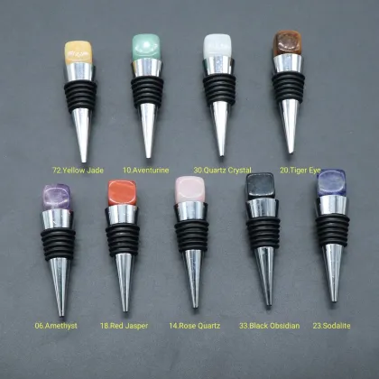 Crystal Wine Stoppers, Natural Gemstone Wine Stoppers for Wine Bottles, Decorative Wine Bottle Stoppers