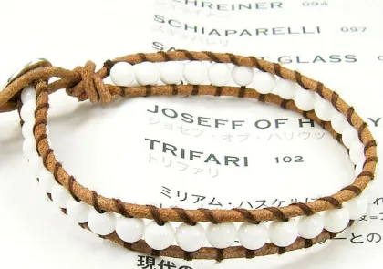 fashion single layer beads leather wrap bracelet