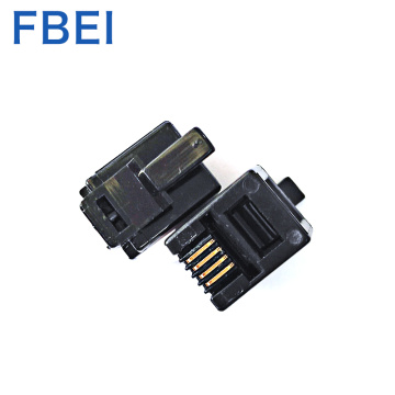 Conector 6P4C conector RJ11 cor preta