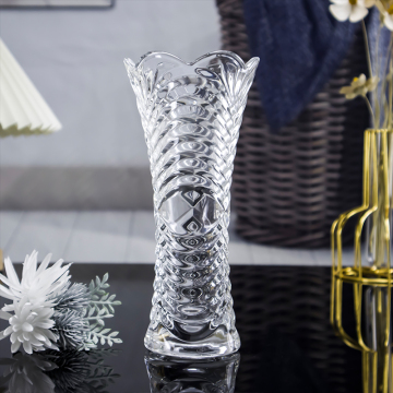 Hot Selling Wave Cut Decorative Plant Container Pot - 20CM Elegant Heavy Lead Crystal Glass Vase