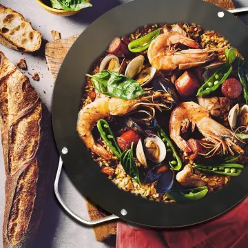 carbon steel non stick small sheet metal frying cooking rice baking fry pan Double Handles Seafood Pot Paella Pan