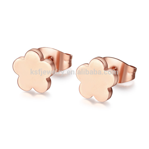 KSF Hot Selling Stud Earring For Women With Flower Shape Rose Gold Plated Earring