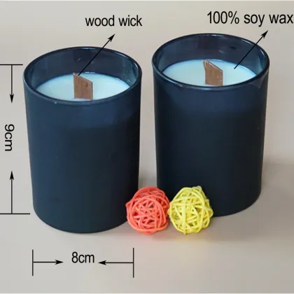 Scented Soy Wax Wood Wick Black Jar Candles