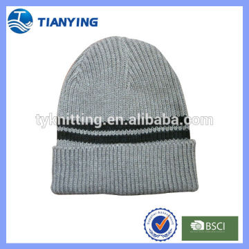 Double-color stripe plain knitted hat