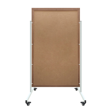 Mobile Steel Stand Wooden Frame Double Sided Free-Standing Bulletin Board with Wheels