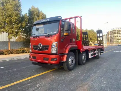 Flatbed truck 3 axles 6x2 excavator carrier