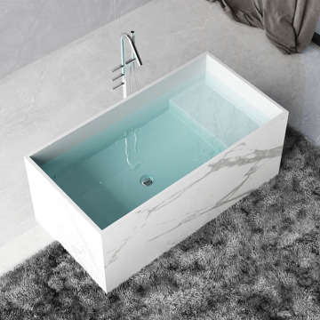 Hot Sale Rectangle Solid Surface Freestanding Bathtub