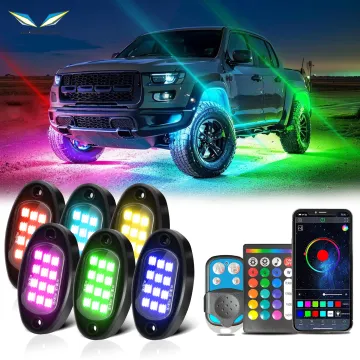 6-in-1 RGB LED Rock Light Extension Cord Set for Car Underglow Flexible APP Control LED Chassis Strip
