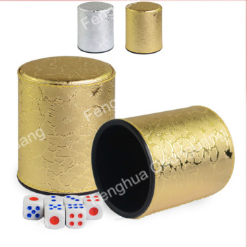 Custom gold printed logo PU leather High Quality wholesale Dice Cup Set
