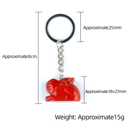 Sesame Stone Handmade Craved 1.0 Inch Rabbit Pendant Keychain