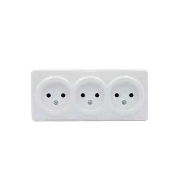 Triple 2Round Pin Outlet without Shutter Surface Mounted