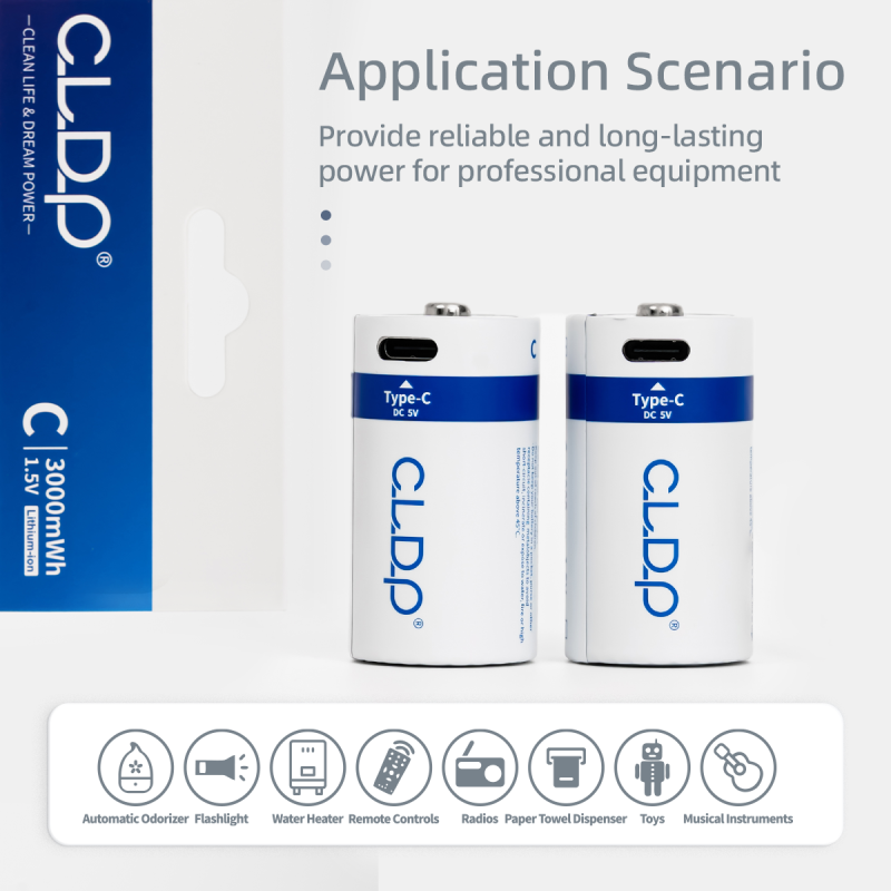 1.5V Lithium USB rechargeable C battery