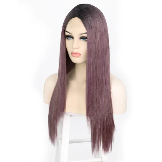 Aisi Hair Party Cosplay Popular Wholesale Vendor Long Silky Straight Ombre Purple Wig For Black Women Synthetic Hair Wigs